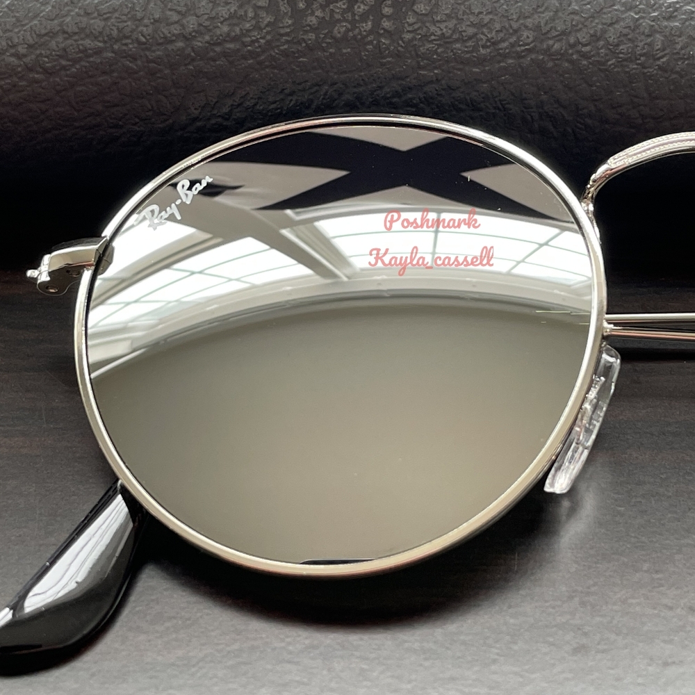 RayBan Round Metal Silver Flash Lenses RB3447 Silver Frame New - Picture 4 of 17